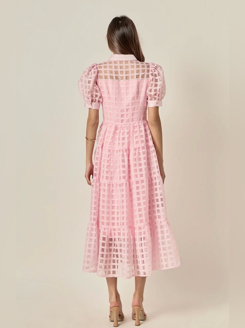 English Factory Gridded Organza Tiered Maxi Dress - Picture 4 of 6